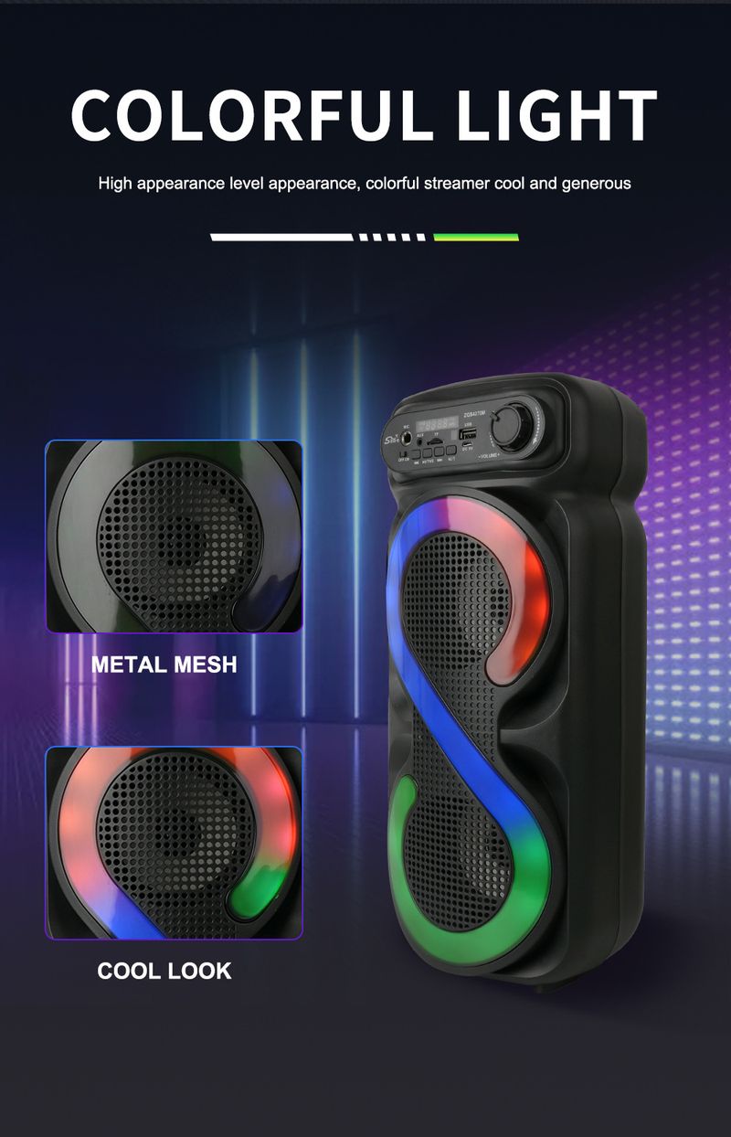 ZQS4270M Mobiele kaart Kleurrijke microfoonluidspreker Square Dance Groot volume Buiten Bluetooth-luidspreker_voghion.com