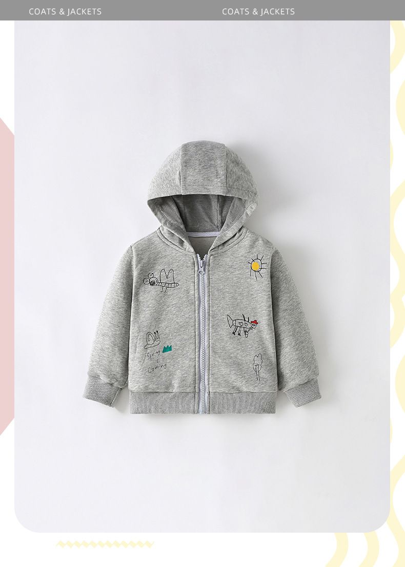 Jongens Sweatshirt Jas Herfst Winter Nieuw Klein En Medium Capuchon Casual Rits Shirt Kinderkleding Top_voghion.com