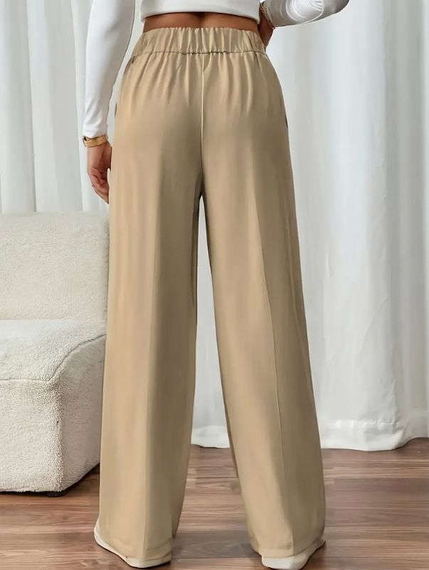 Dameskleding Drape Mopping Casual Broek Hoge Taille Broek Losse Temperament Recht Niche Ontwerp Effen Kleur Broek_voghion.com