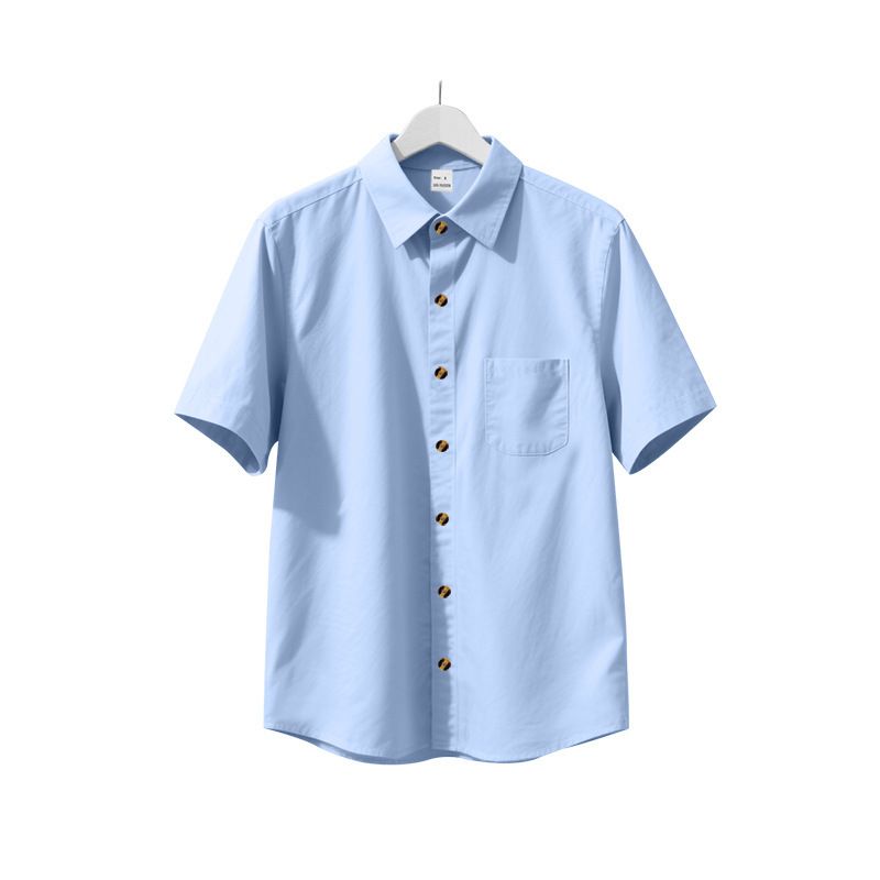 Summer Men's Woven Lapel Solid Color Large Size Casual Simple Business Short Sleeved Shirt Men_voghion.com
