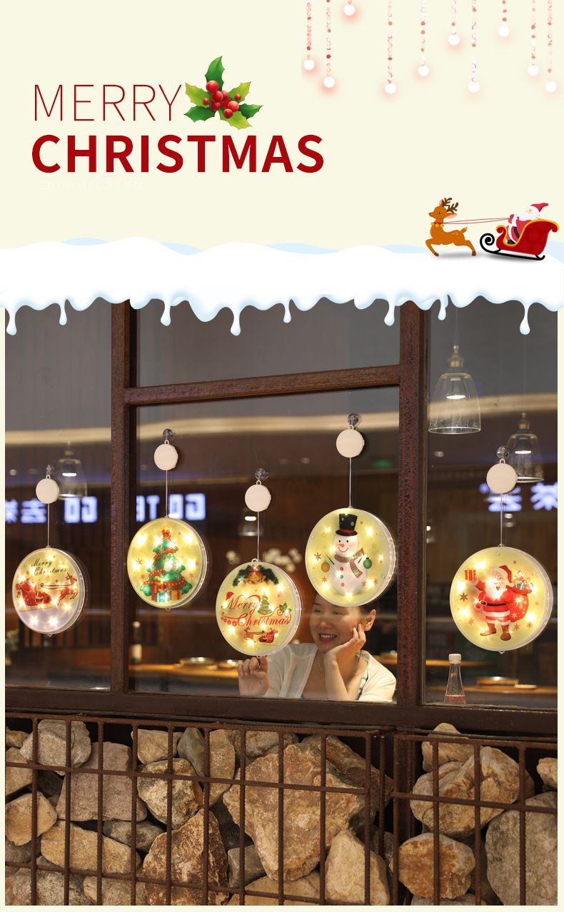Luces navideñas LED con ventosa: luces de estrella para ventana a pilas para decoración navideña, guirnalda de luces festivas con 6 colores temáticos._voghion.com