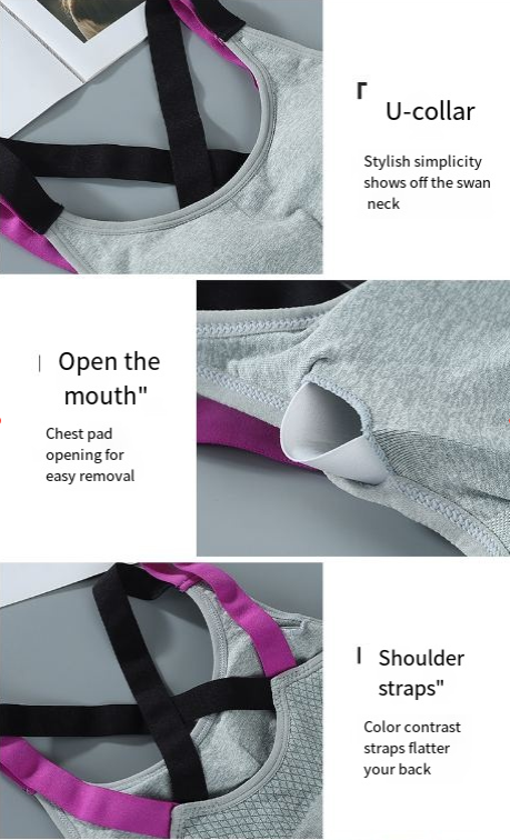 (3-pieces)Shockproof gathering plus size running beautiful back integrated shaping high-strength sports bra, front zipper_voghion.com