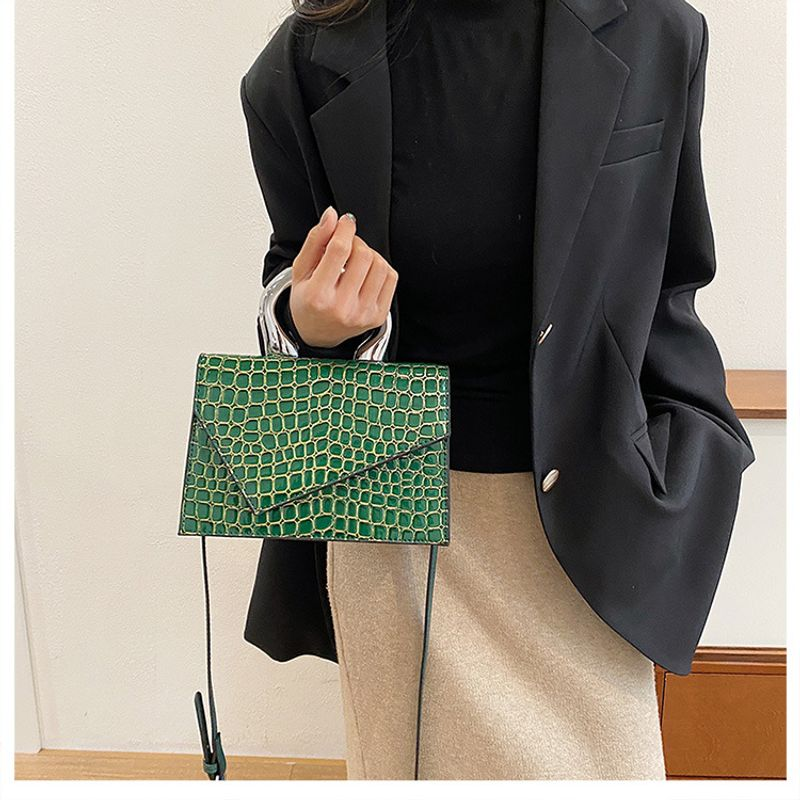 New Love Handheld-Tasche für Damen, Retro-Steinmuster, kleine quadratische Tasche, trendige und vielseitige Textur,_voghion.com