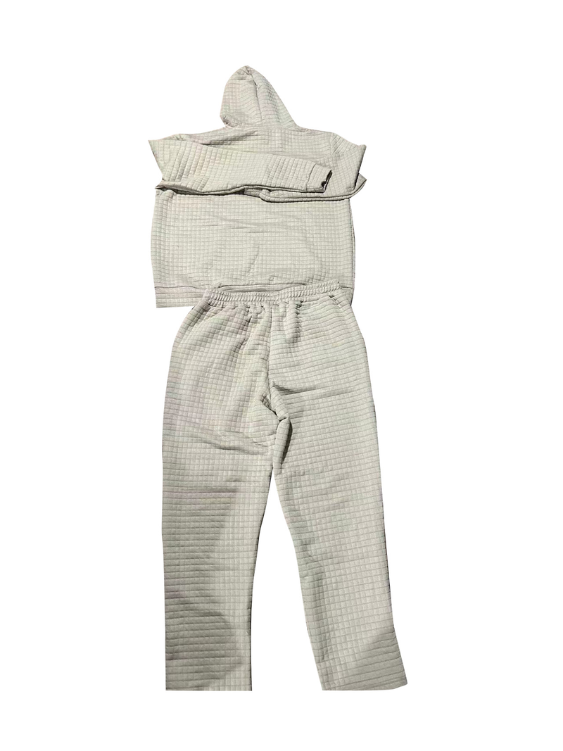 Men's clothing small checkered hoodie pant casual sports suit_voghion.com
