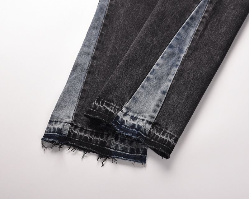 Men's Clothing High Street Style Hip Hop Stitching Slightly Flared Personality Jeans New Cat Whisker Trouser Legs Modified Wide Leg Pants_voghion.com