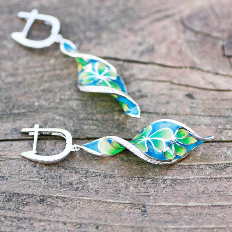 Yamaler 1 paio di orecchini pendenti a forma di spirale con smalto dipinto vintage di lunga durata alla moda per_voghion.com