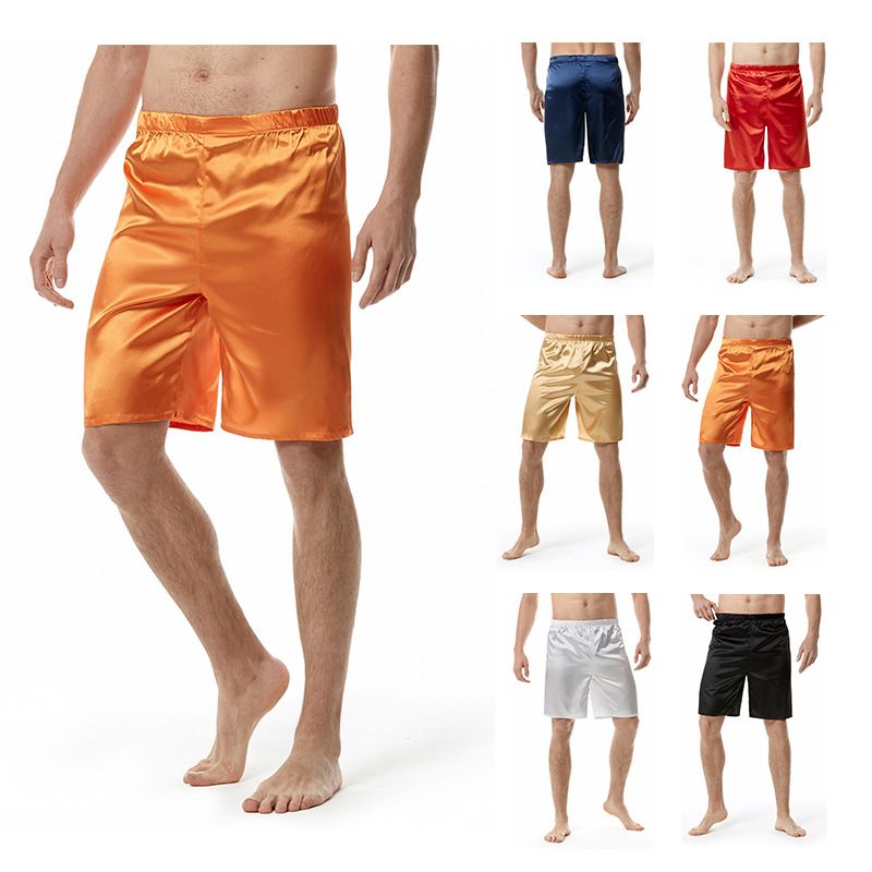 Premium Products Fengxia New Solid Color Sleeper For Men, European Silk Shorts, Large Size Beach Pants_voghion.com