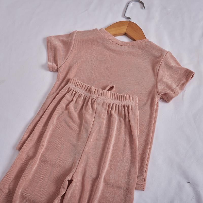 Mutter & Kinder Eis seide atmungsaktive mädchen sommer neue reine farbe einfache neun-punkt hosen pyjamas hause kleidung kann getragen werden außerhalb anzug trend_voghion.com