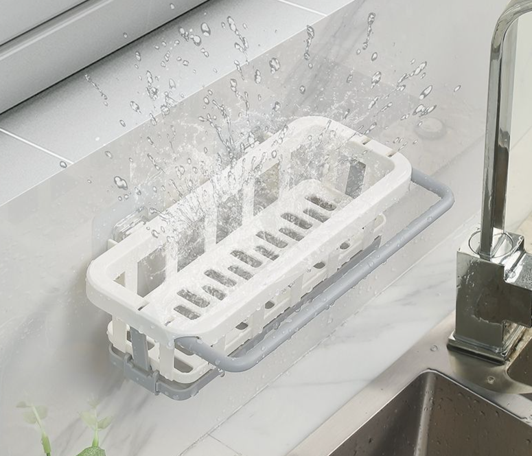 Kitchen Storage No-Drill Wall-Mounted Miscellaneous Organizer Multi-Functional Draining Spice Rack Sink Artifact_voghion.com