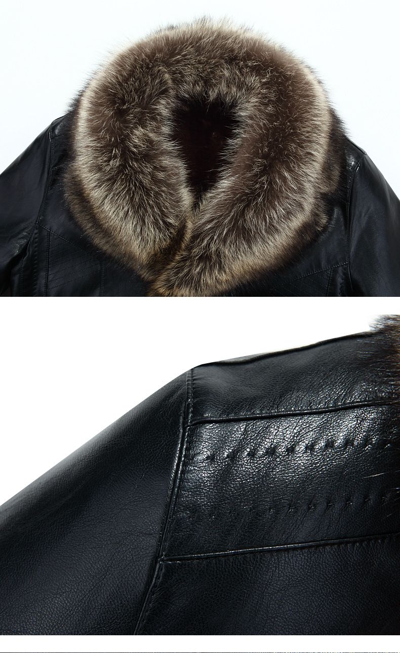 Giacca da uomo in vera pelle di montone - Stile bomber corto con fodera in pelliccia sintetica (nero/marrone, S-5XL)_voghion.com