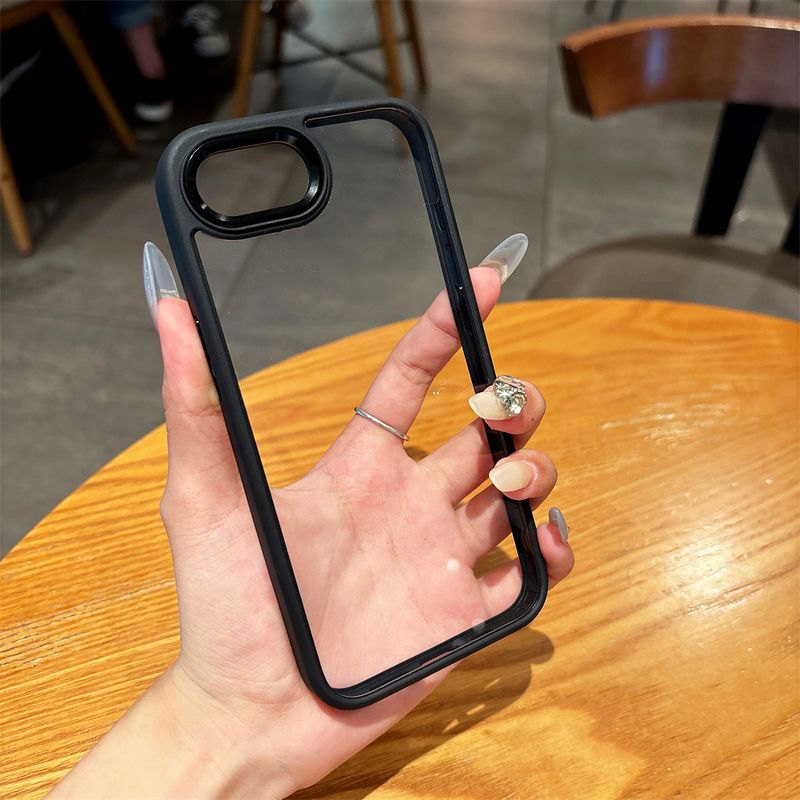 For 16E Transparent PC Phone Case Metal Lens Protection For Iphone 16E 2025 Se4 5G Soft Silicone Frame Shockproof Cover_voghion.com