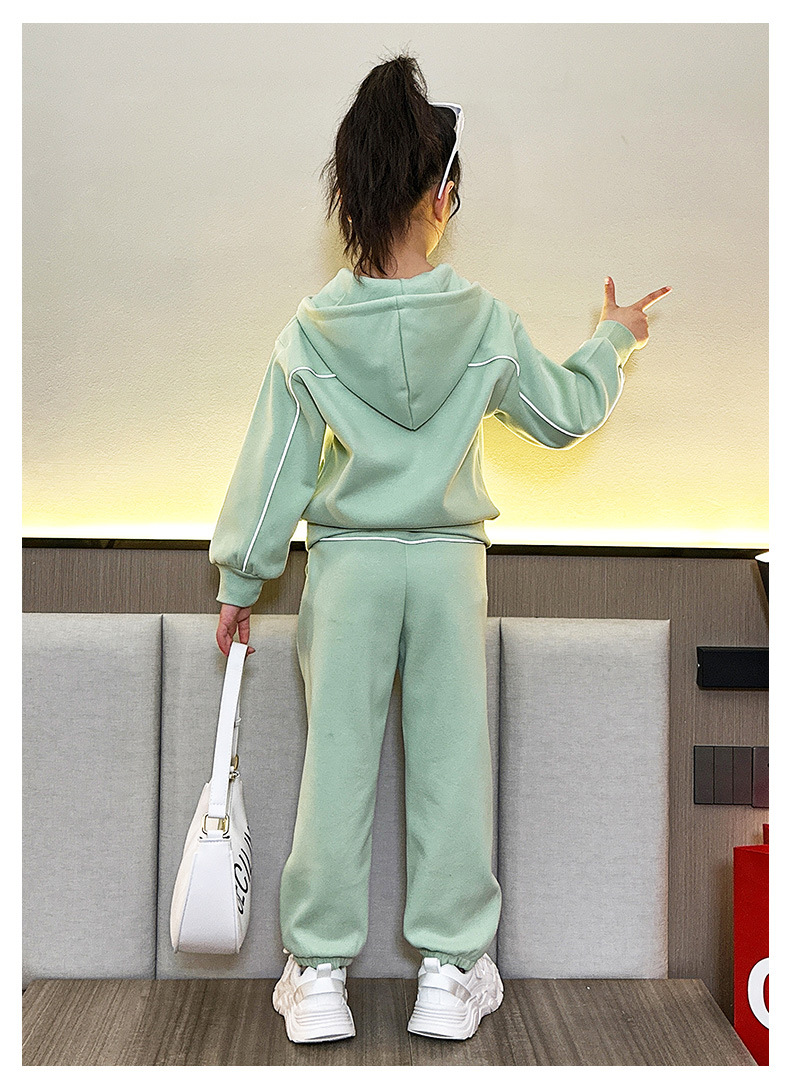 Mädchen Herbst Set 2023 Neue China Network Rot Mode Kapuzenpullover Zwei Stücke für Kinder Sport_voghion.com