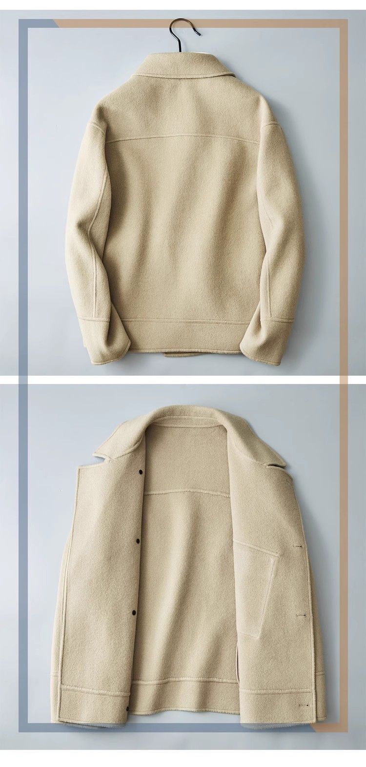 Wool 2025 New Autumn Simple Casual Suit Collar Short Trench Coat Double-Sided Woolen Jacket Men's Trendy Brand_voghion.com