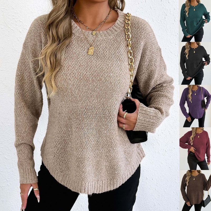 Maglione a girocollo con colletto alto, maglione casual in felpa con clip, per autunno e inverno, abbigliamento da donna europeo e americano_voghion.com
