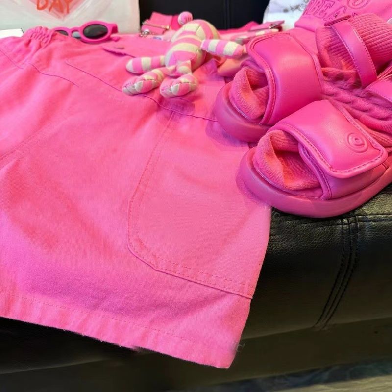 Mutter & Kinder Mädchen Sommer Casual Overalls Stilvolle Casual Rose Red Overalls 2024 Neue Stil Für Mittlere Und Große Kinder Lose und Vielseitig_voghion.com