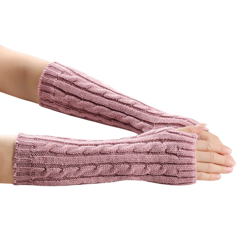 Unisex Twist 8-stellige Handschuhe Herren und Damen gleiche Wolle fingerlose Manschette gestrickt warm mittellang_voghion.com