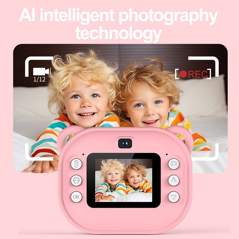 Green Kids Instant Print Camera Kids Camera 1080P Digital Camera With Dual Le CT_voghion.com
