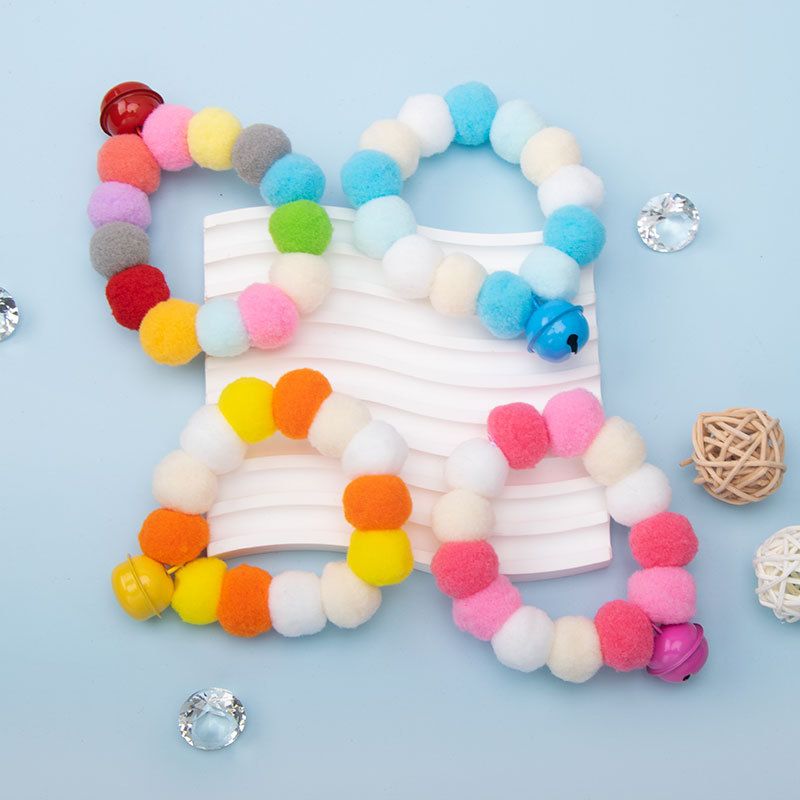 Scaldacollo per gatti colorato con pompon, anello elastico per cani, celebrità di Internet, palla soffice, accessori per animali domestici carini_voghion.com