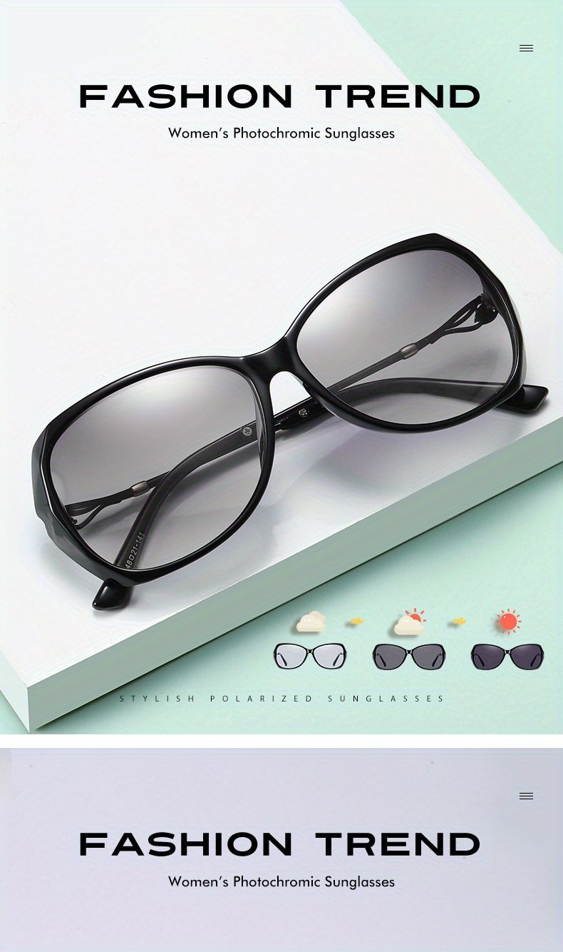 Modische HD-Photochrom-Sonnenbrille für Damen, polarisierte Gläser für Autofahren und Reisen, übergroße, ultraleichte Luxus-Sonnenbrille für Damen_voghion.com