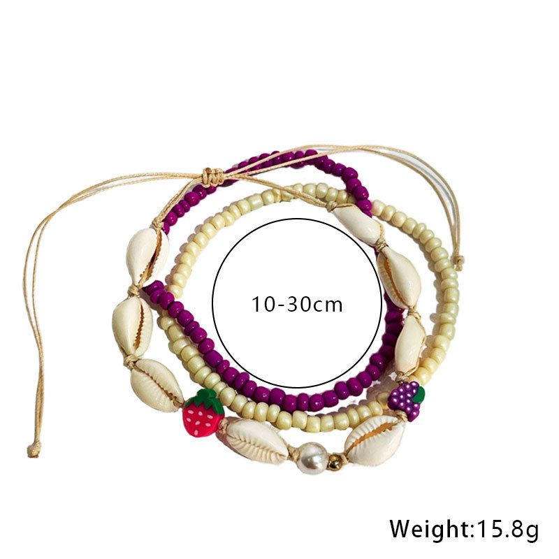Cavigliera con ciondolo a forma di conchiglia e stella marina, stile bohémien, per accessori da spiaggia da donna_voghion.com