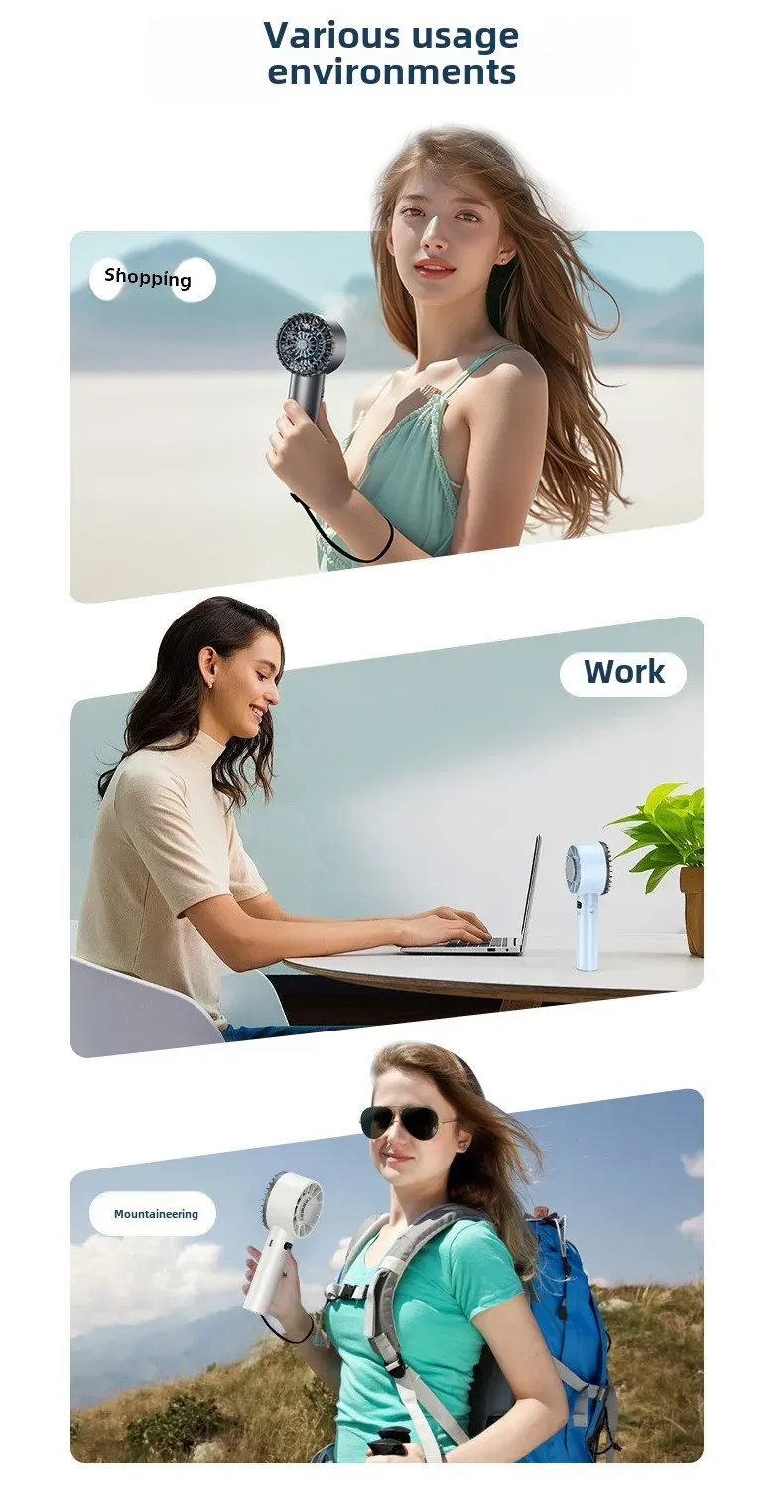 5200mAh Xiaomi Handheld Fan Electric Hand Fans Ice Compress High-speed Cooling USB Rechargeable Portable LED Digital_voghion.com