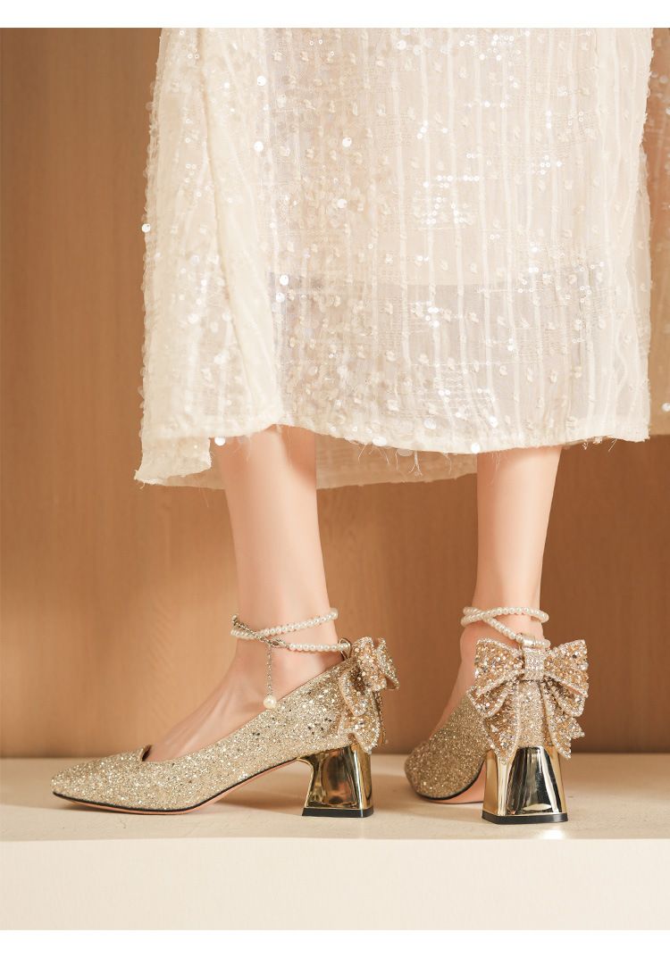 5688G-177 Franse stijl high-end parelketting bruidsschoenen met strik elegante comfortabele modieuze hoge hakken voor dames_voghion.com