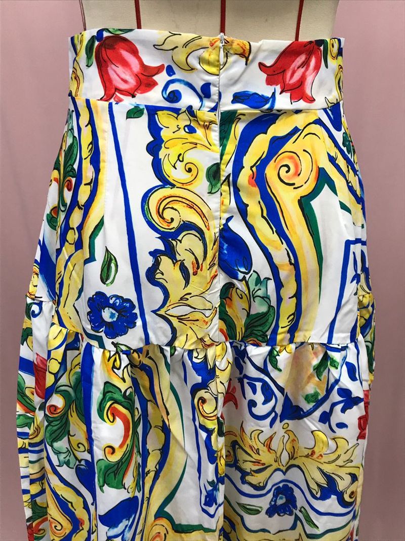 Ensemble deux pièces pour femme, robe imprimée à bretelles et jupe de plage, nouvelle collection printemps/été 2025_voghion.com