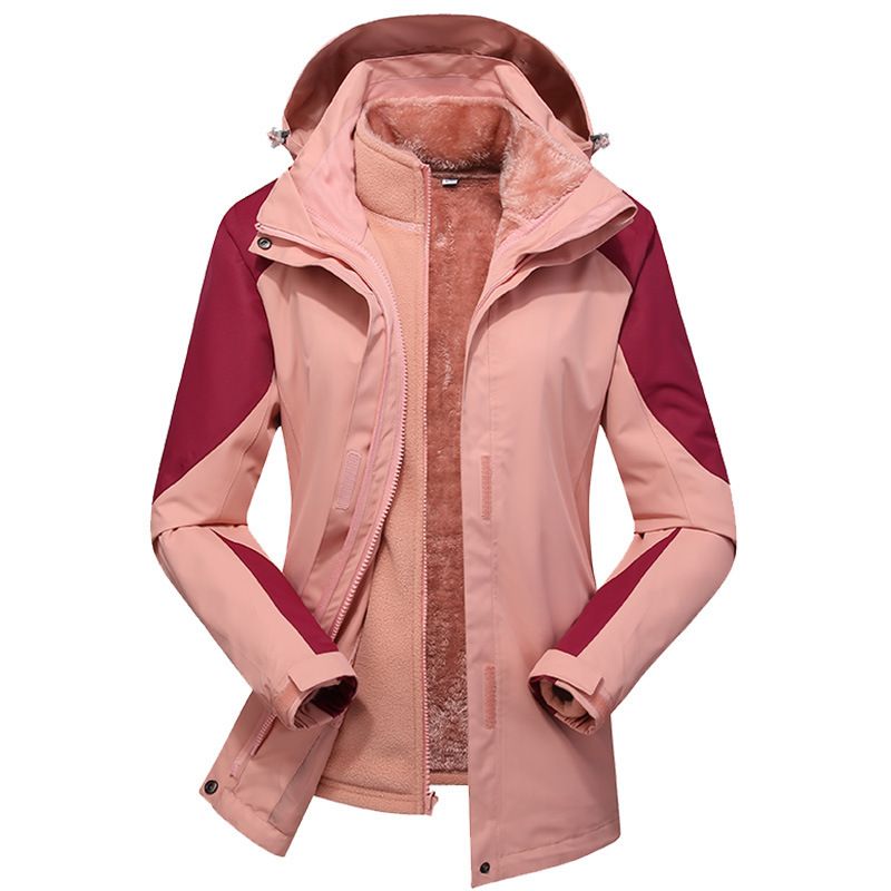 Giacca invernale 3 in 1 per uomo e donna, antivento, impermeabile, giacca da trekking staccabile, pile corallo spesso,_voghion.com