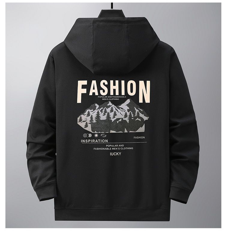 Herrenbekleidung Übergröße Langarm-T-Shirt Herren Frühlings- und Herbststil Bedrucktes Kapuzen-Sweatshirt Herren Übergröße Fat Trend Lose Jacke_voghion.com