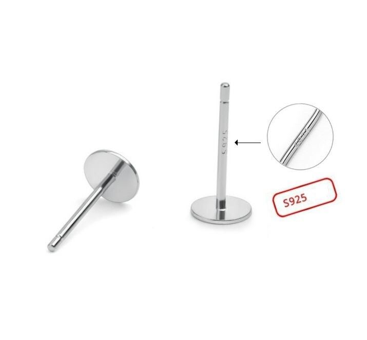S925 Sterling Silver Earrings Posts Ear Stud Flat Pin With Backs DIY Findings_voghion.com