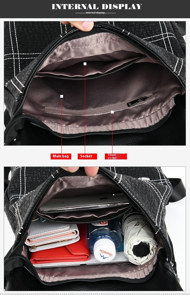 Mochila de piel de vaca con bordado de cuero genuino, nueva edición coreana, versátil, para mujer, con uno o dos hombros_voghion.com