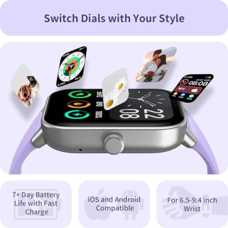 Montre connectée pour femme, compatible iPhone et Android (1.8), avec Bluetooth, réponse aux appels, Alexa intégrée, suivi du sommeil et de la condition physique, avec plus de 110 notifications._voghion.com