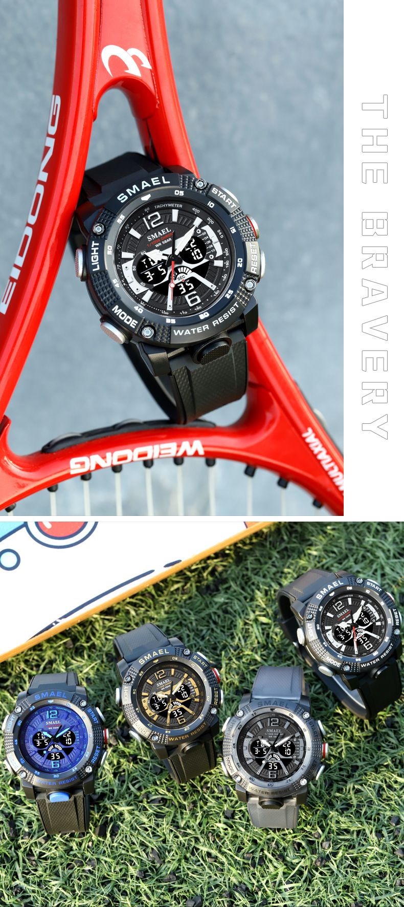 Digitale, analoge, wasserdichte Sportuhr für Herren mit LED-Hintergrundbeleuchtung, multifunktionale Outdoor-Armbanduhr für den Freizeit-, Business- und aktiven Lebensstil_voghion.com