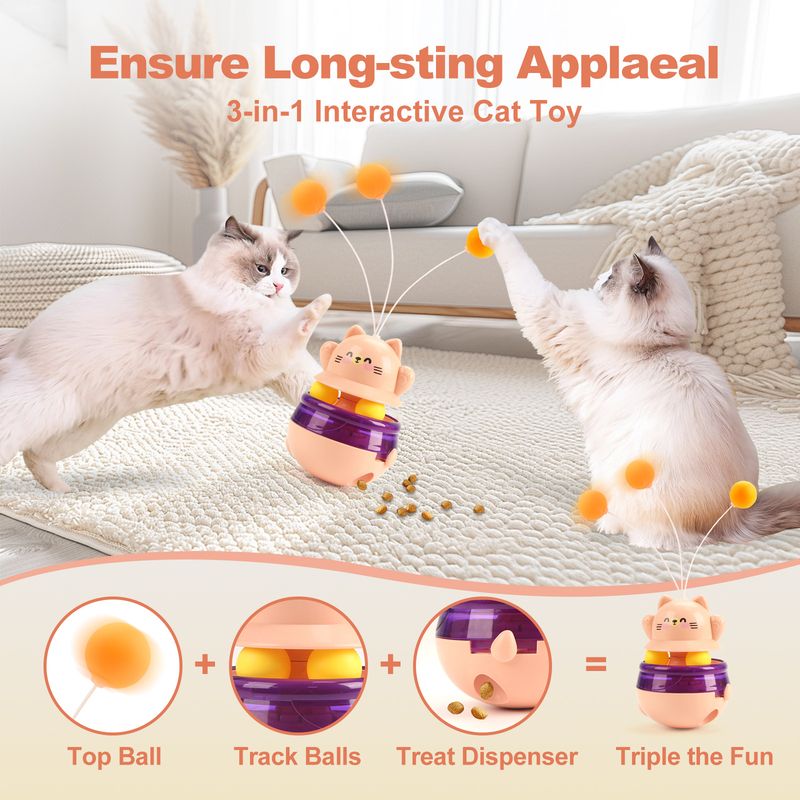 Nouveau distributeur de friandises Wand Teaser Tumbler pour chat, jouet anti-ennui_voghion.com