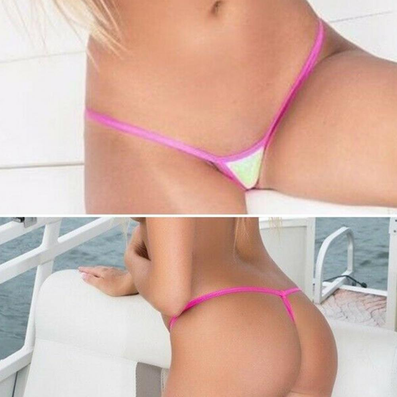 Micro Bikini Tanga Mujer Costum de baie Bikini Femei G-string Contrast Subțire Bloc de culoare Thong String Fun Pool Spa Tre De Baño_voghion.com