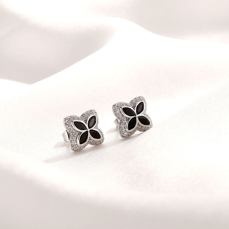 Damenschmuck, vierblättriges Kleeblatt, Ohrstecker mit Pavé-Diamanten, elegantes und stilvolles minimalistisches Design für den Alltag_voghion.com