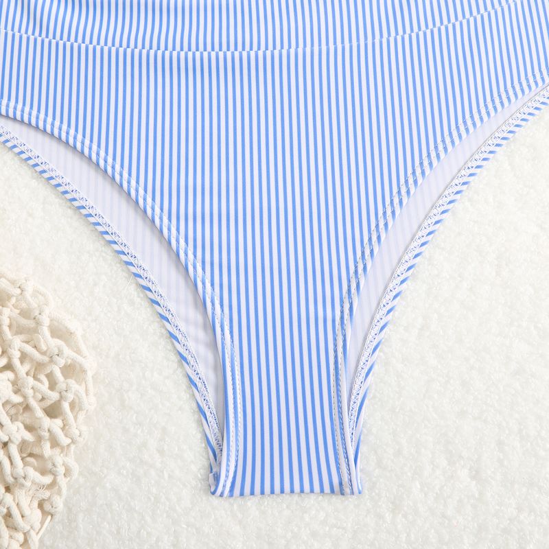 2025 New Two-Piece Swimsuit Sexy Slimming Striped Set Bikini Tummy Covering Swimwear_voghion.com