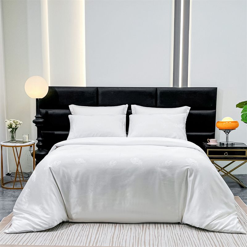 Parure de lit 3 pièces avec housse de couette et taie d'oreiller en jacquard, légère et luxueuse, style artisanal brillant_voghion.com