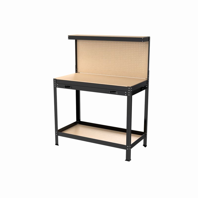 63" Tools Cabinet Working Tables Workbench Tool Storage Workshop Table With Drawers And Pegboard_voghion.com