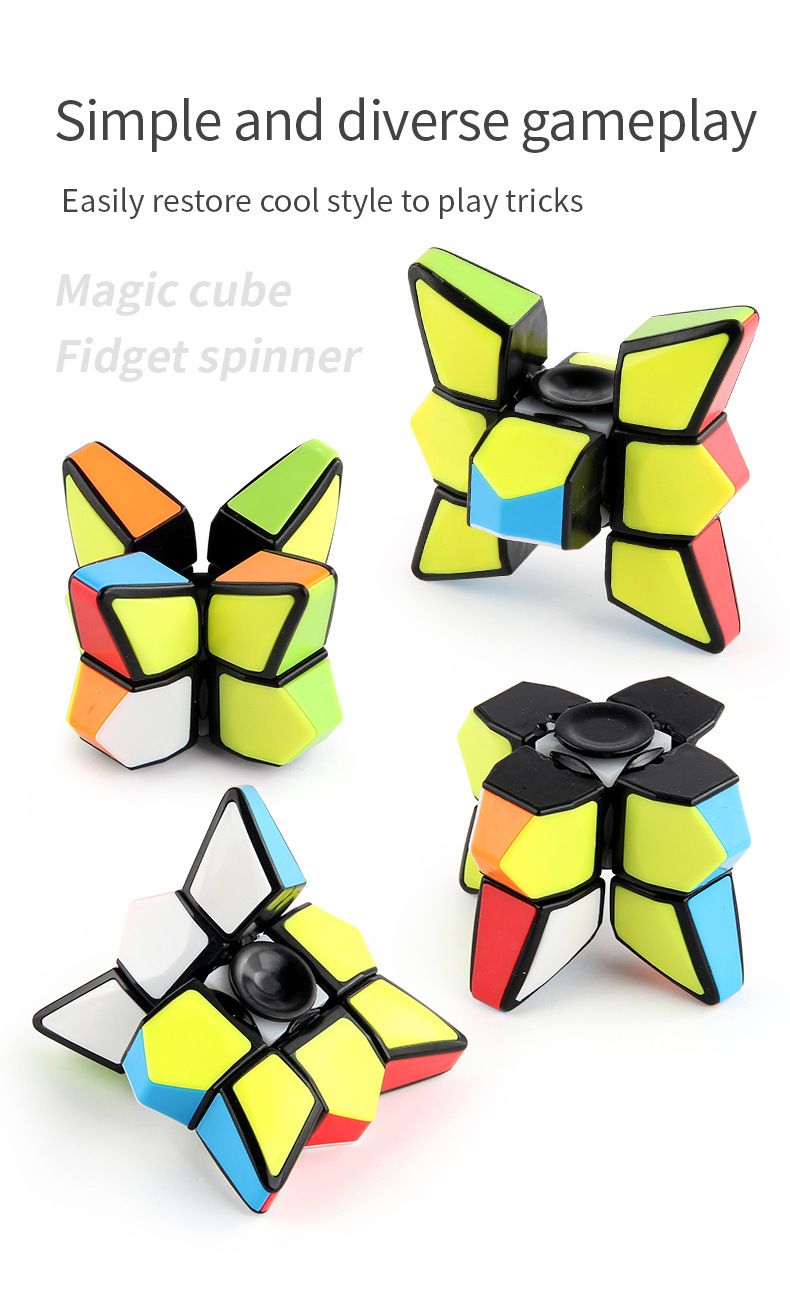 Zauberwürfel in Form eines Fidget Spinners. Sanfte Rotation, Entlüftung des Zauberwürfels, Entlastung des Zauberwürfels, Spielzeug zum Entspannen_voghion.com