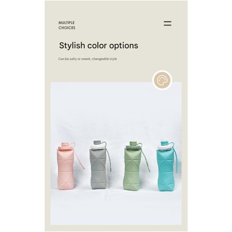 Faltbare Silikon-Wasserflasche, tragbar, auslaufsicher, Reise-Sportflasche, BPA-frei, faltbar, für Outdoor, Wandern, Camping, wiederverwendbar, leichte Flasche_voghion.com