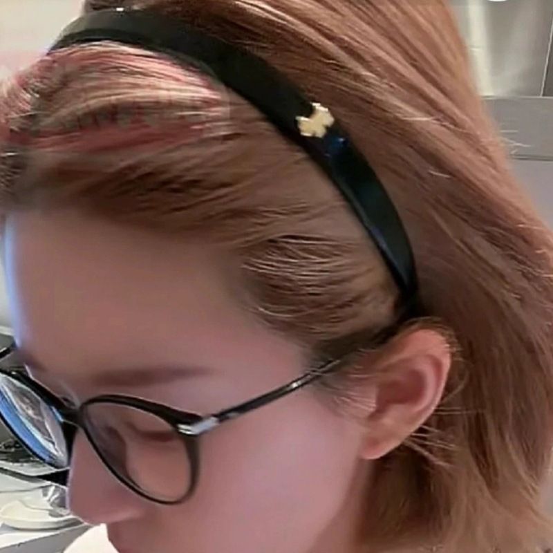 Zhao Lusi Stesso Stile Oro Cucciolo Coreano Pelle Verniciata Nera Fascia per Capelli da Donna Fascia per Capelli a Corona Alta Fermaglio per Capelli Accessorio per Capelli_voghion.com