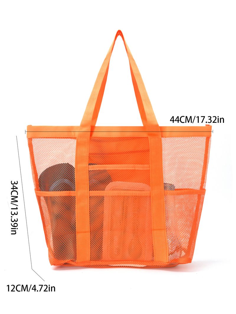 Strandtasche, große Kapazität, Schwimmtasche aus Netzmaterial, multifunktional, für Reisen, Hand-Strandtasche mit einer Schulter, Aufbewahrungstasche für Badeanzüge_voghion.com