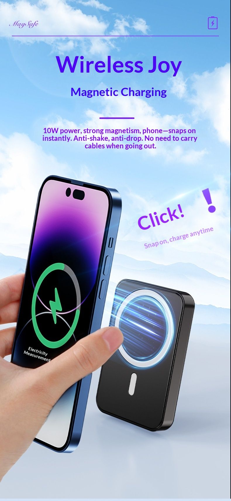 Sınır Ötesi Manyetik Kablosuz Şarj Cihazı Standlı 10000mAh Hızlı Şarj Güç Bankası Hediye Toptan_voghion.com