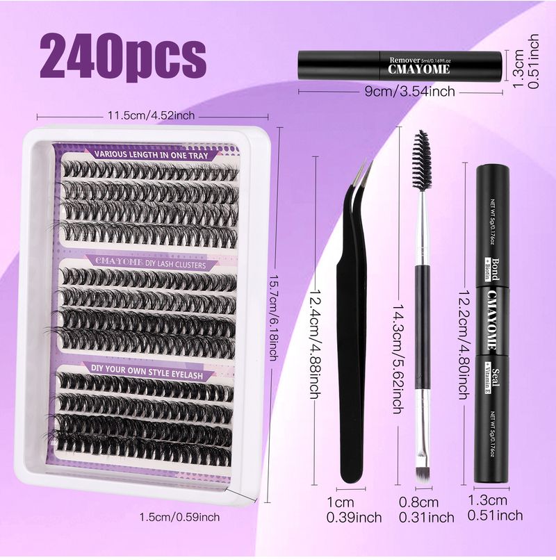 False Eyelashes Diy False Eyelash Extension Kit Single Cluster 10 16mm Length Mixed Eyelashes_voghion.com