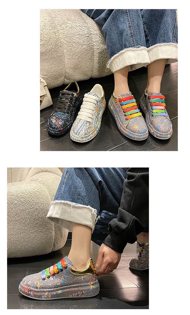 Designer Graffiti Water Diamond Dad Schuhe Damen Neue bequeme trendige Luxus-Einzelschuhe_voghion.com