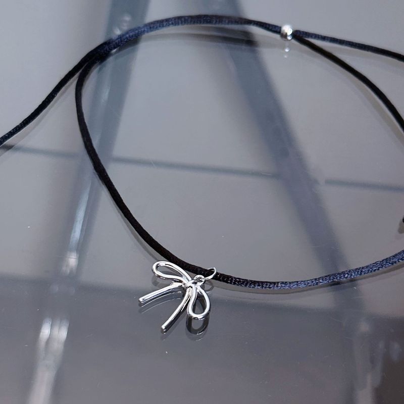 Zuid-Koreaanse blogger met strik, verstelbare, leuke, coole zwarte touwketting, all-match niche, high-end ketting voor dames_voghion.com