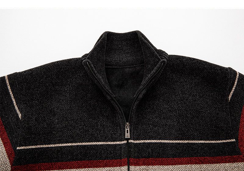 Herenkleding 2024 nieuwe oreign trade herfst en winter gebreide trui opstaande kraag vest heren trui grote maat plus fluwelen jas_voghion.com