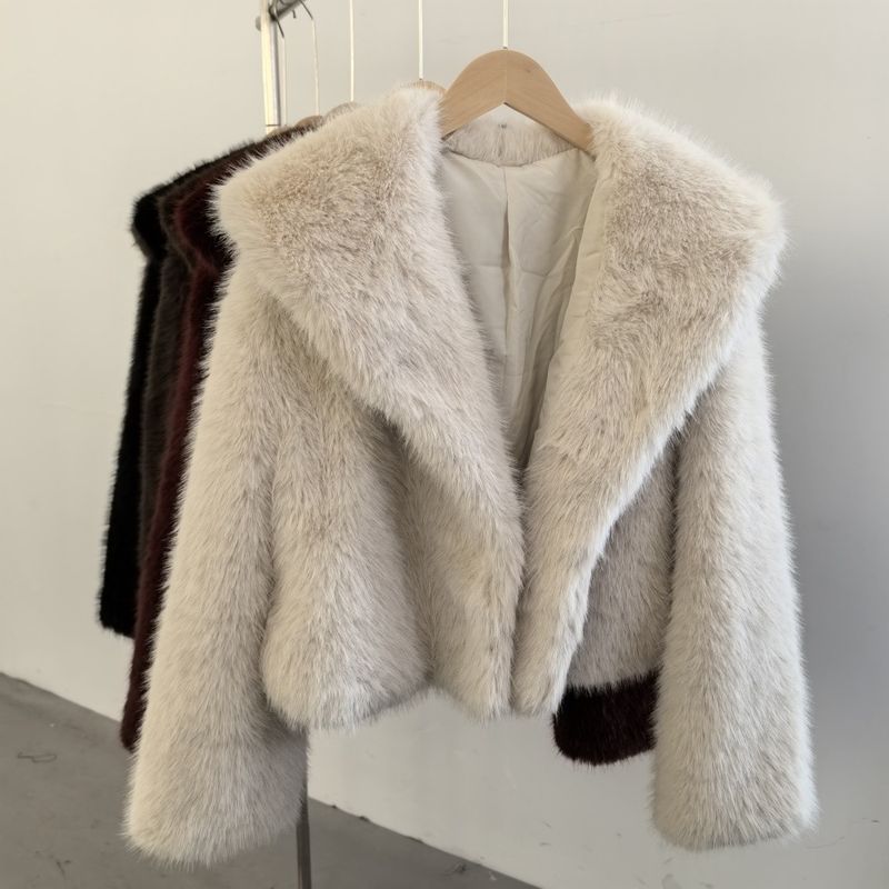 Damenbekleidung Luxus-Fuchspelzmantel, kurze Damenjacke, Wintermode, Kunstpelzmantel mit Lederbesatz, anpassbare Farben und Größen_voghion.com