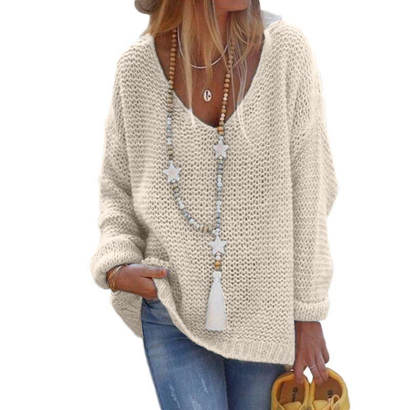 Vêtements pour femmes pulls pour femmes pulls col en v à manches longues hauts tricotés pulls pour femmes_voghion.com